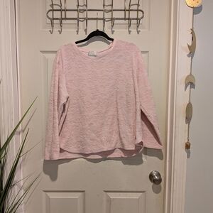 Vintage Oscar de la Renta Women's Pink Floral Textured Sweatshirt